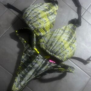 Stylish Yellow and Black Bikini Set